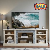 Tcbosik Modern TV Stand for Televisions up to 75", Entertainment Center with Adjustable Shelves, Media Console for Home Office, White