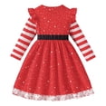 thumbnail image 4 of Odeerbi Niñas Navidad Copo de Nieve Vestidos Primavera Otoño Ruffle Manga Larga Vestido A-Line Niños Vestido de Fiesta A Rayas, 4 of 9