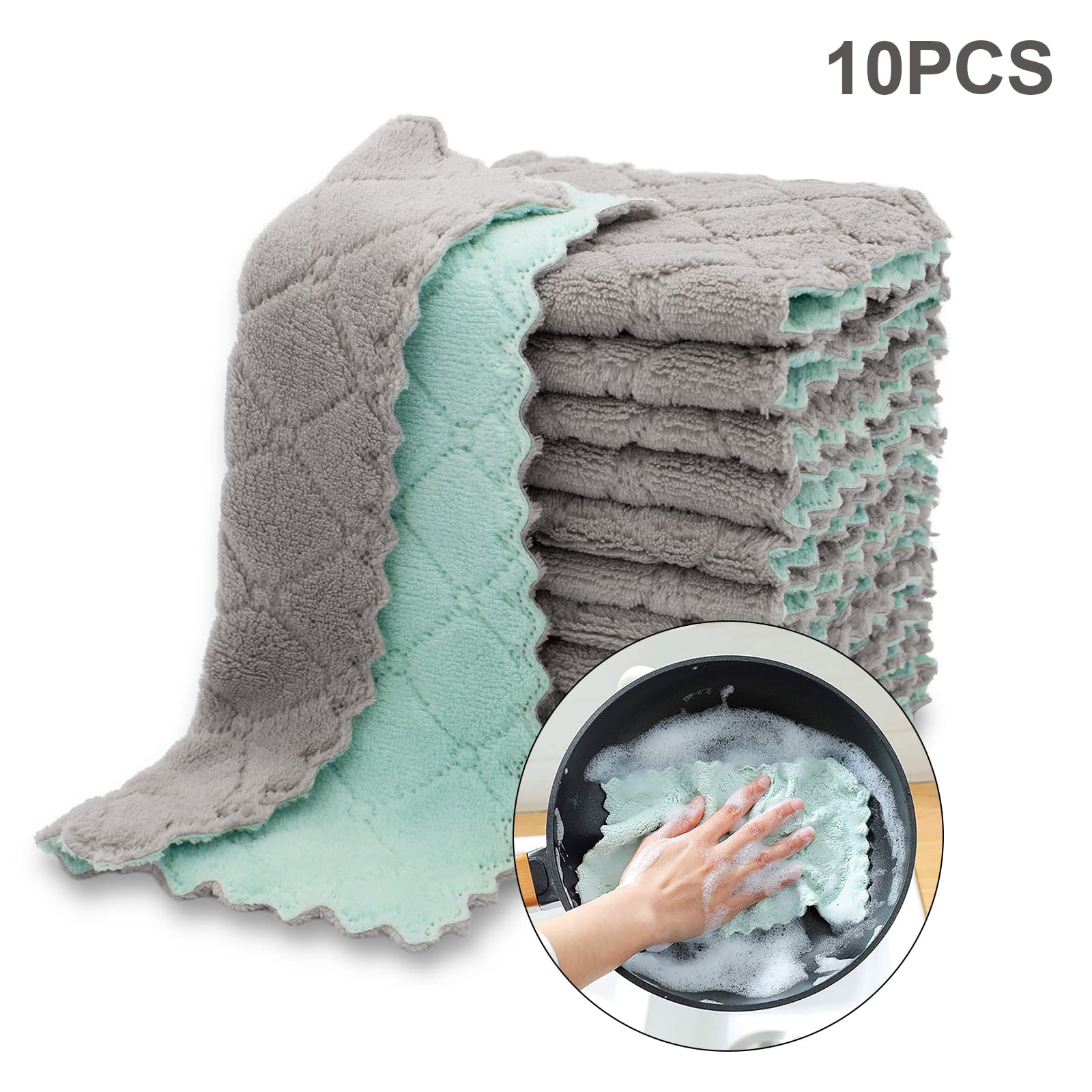 Semfri 10 Pack Kitchen Cloth Dish Towels Super Absorbent Coral Velvet