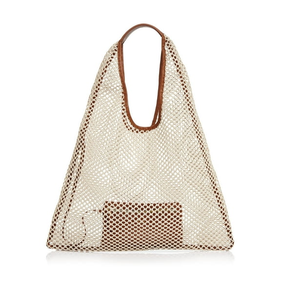 Arron Large Net Hobo Handbag, Beige