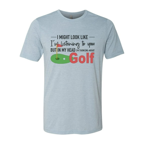 Golfing Shirt, Thinking About Golf, Golf Shirt, Gift For Golfer, Unisex Fit, Golf Apparel, Dad Gift, Golfer Shirt, Father's Day Gift, Stonewash Denim, LARGE