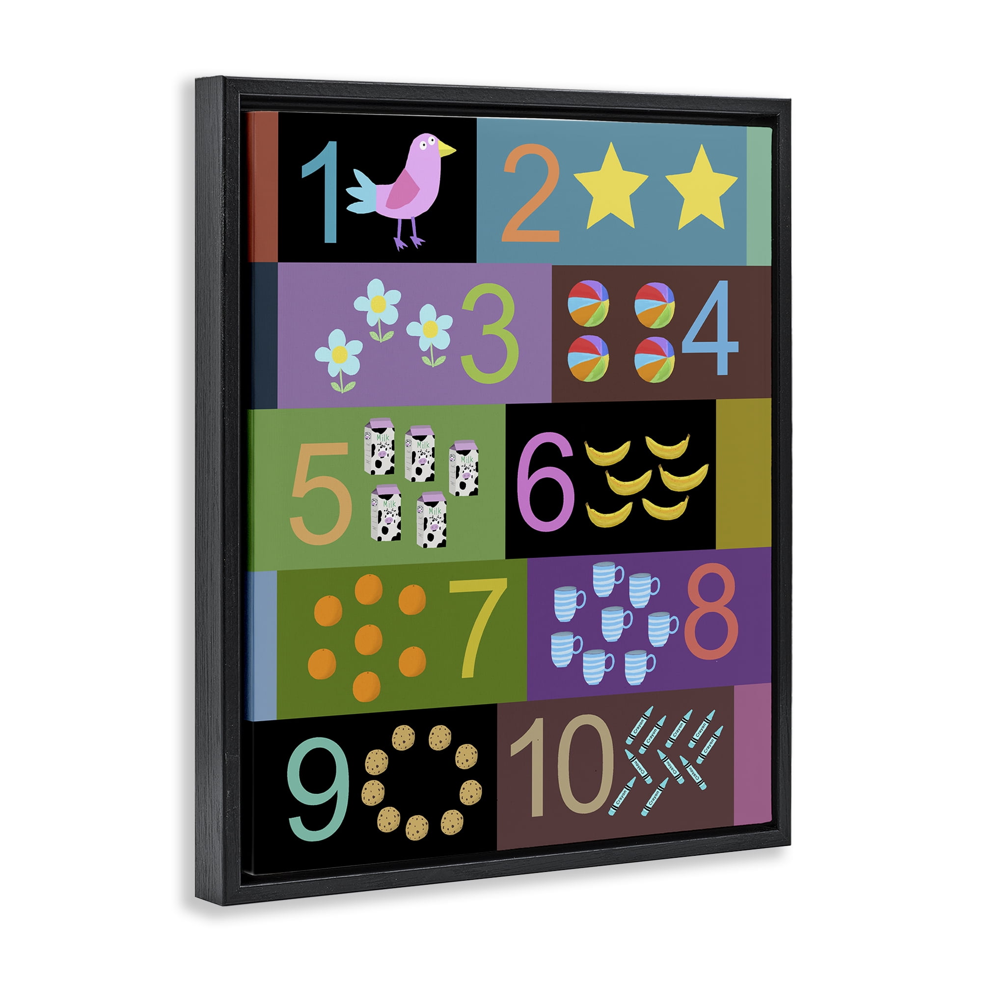 Learning To Count Chart Black Framed Floater Canvas Wall Art, design by Carla Daly