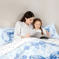 thumbnail image 5 of Erosebridal Girls Blue Bowknot 7pcs Bedding Comforter Set,Blue Letter P Monogrammed Queen Bedding Sets For Girls Kids,Reversible, 5 of 7