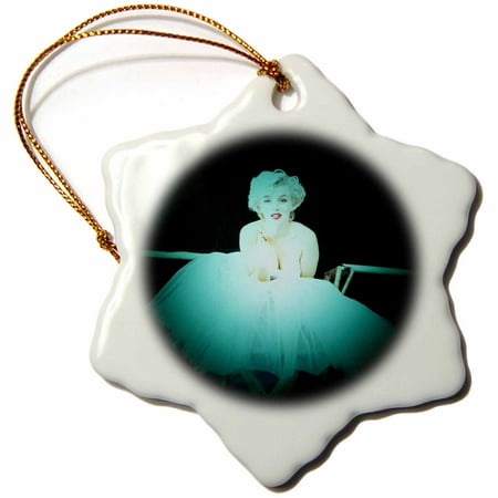 Marilyn Monroe Xmas 3dRose Marilyn Monroe. Legendary screen actress and model. Black turquoise. - Snowflake Ornament, 3-inch ()