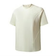thumbnail image 1 of Blusas y camisas de manga corta y cuello redondo para hombre, blusas casuales de color liso con cuello redondo y mangas cortas para hombre., 1 of 4