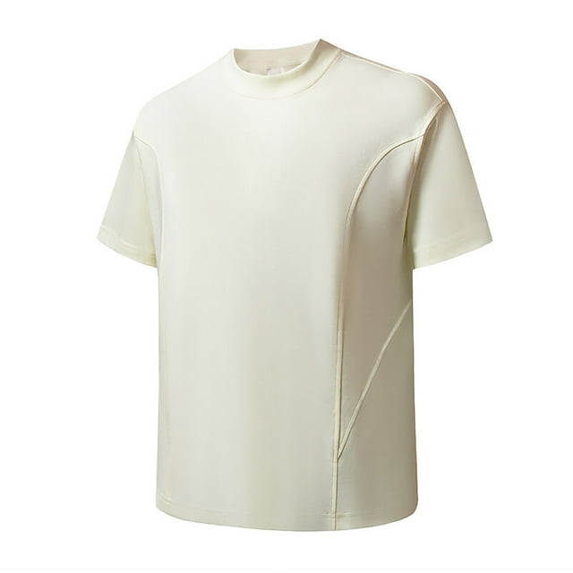 Blusas y camisas de manga corta y cuello redondo para hombre, blusas casuales de color liso con cuello redondo y mangas cortas para hombre.