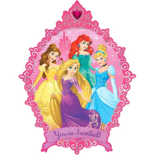 Blue 8 x 6 Amscan Girls Disney Cinderellas A Time to Remember Deluxe Jumbo Postcard Party Invitation 8 Piece 
