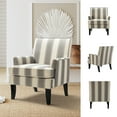 thumbnail image 6 of Upholstery Accent Chair Armchair Sofa Couch Wood Black Legs Nailhead Trim Home Living Room Bedroom Adult Strip White Grey, 6 of 6