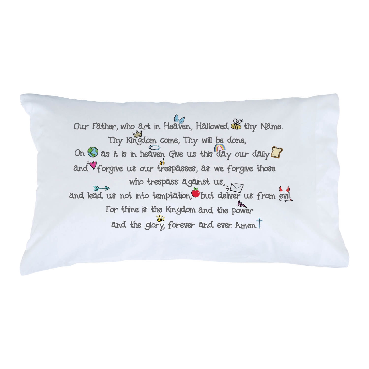 Personalized Planet Our Father Prayer White Pillowcase with Custom Pink Name Printed | Fun Spiritual Bedroom Décor for Children | Standard Queen Size Pillow Cover | 20x31
