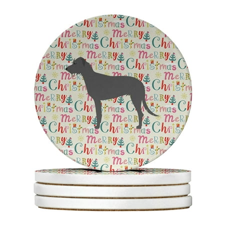 

Irish Wolfhound Merry Christmas Large Sandstone Coasters Pack of 4 4 in x 4 in