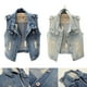 thumbnail image 5 of Minnieouse Chaleco vaquero de fiesta para hombre y mujer, para acampar, viajar, senderismo, adultos, chaqueta sin mangas con botones, ropa, regalo Camisetas sin mangas Azul claro L, 5 of 6