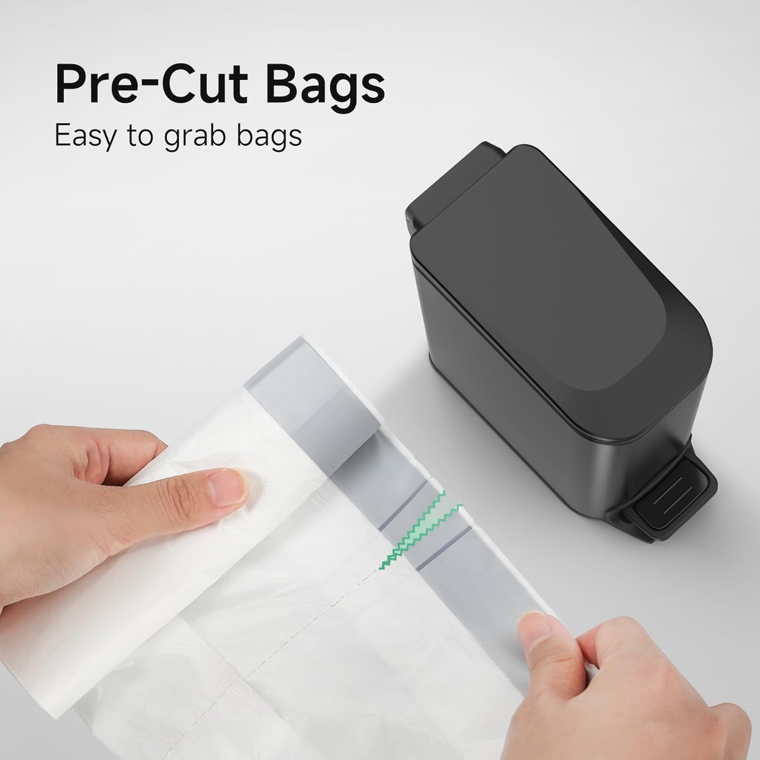 Small Trash Bags Drawstring 1.6 Gallon, Pre-Cut Mini Garbage Bags for 1.2-1.8 Gallon Trash Bins, 120 Count (Code A)