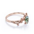 thumbnail image 3 of JeenMata Anillo de Compromiso de 4 Puntas con Diseño Botánico Ágata Verde Musgo Escénica de Corte en Forma de Pera de 1 Quilate; Baño de Oro Rosa de 18 K sobre Plata, 3 of 6