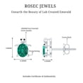 thumbnail image 6 of Rosec Jewels Turtle Stud Earrings for Women, Oval Shape Lab Grown Emerald Solitaire Earrings, 14K White Gold, 6 of 7