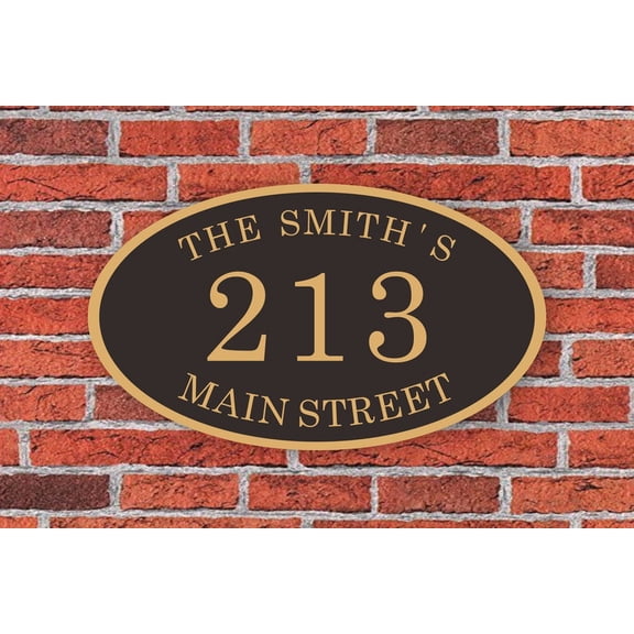 Custom Address Sign Aluminum Oval 12"W x 7"H, Personalized House Number Sign, Address Plaque, Housewarming Gift