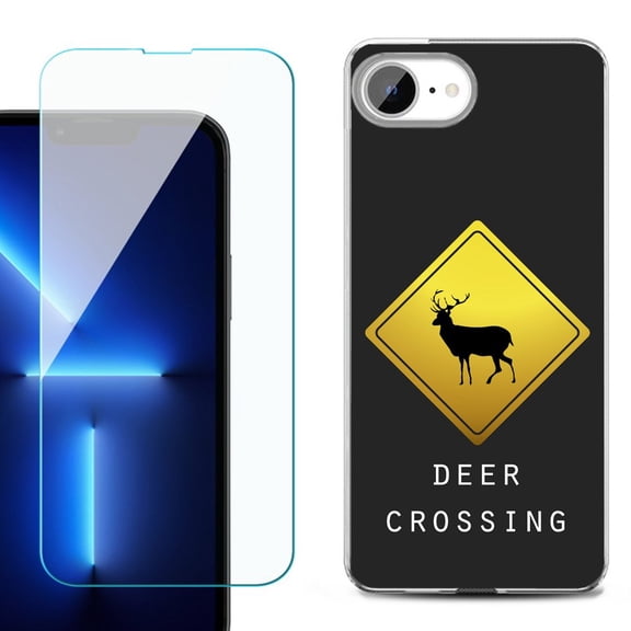 Phone Case for iPhone 17e, with Screen Protector, by OneToughShield - Road Sign Deer
