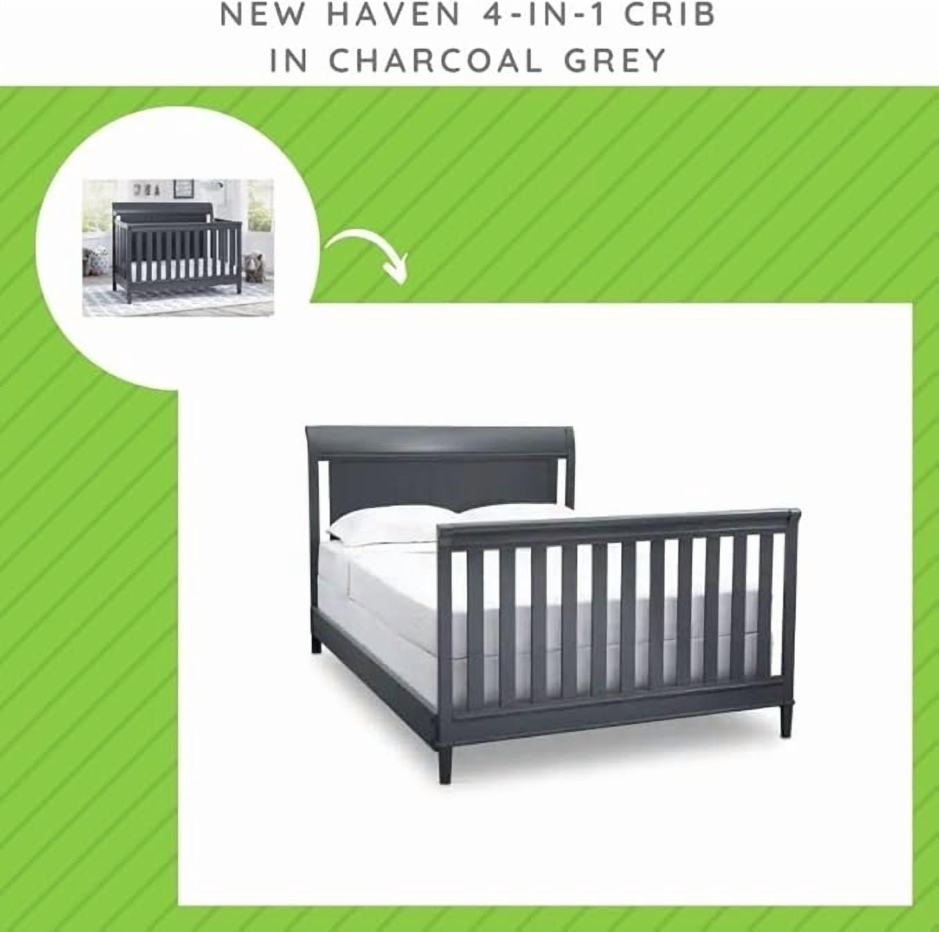 Full-Size Conversion Kit Bed Rails for Haven & New Haven Crib by Delta Children - #0050 (Charcoal Grey - 029)