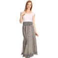 thumbnail image 5 of Sakkas Monola Long Tall Lace Embroidered Paneled Adjustable Waist Flare Skirt - Charcoal - Medium, 5 of 5