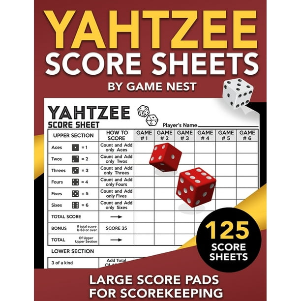 125 large score pads for scorekeeping 8 5 x 11 yahtzee score cards paperback walmart com