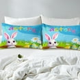 thumbnail image 4 of Erosebridal Twin Size Easter Fitted Sheet,Cartoon Easter Bunny Bed Sheets,Spring Easter Rabbit Eggs Sheets Room Decor,Kawaii Greetings and Presents for Easter Day,Blue 2 Piece, 4 of 5