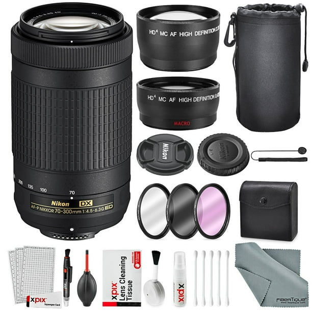 Nikon Af P Dx Nikkor 70 300mm F 4 5 6 3g Ed Lens W Deluxe Accessory Bundle 58mm Wide Angle Telephoto Lens Filters Lens Pouch Xpix Lens Handling Kit Walmart Com Walmart Com