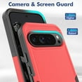 thumbnail image 2 of Decase for Google Pixel 9 / 9 Pro Case, Shockproof Heavy Duty Hybrid Protection Hard PC Shell Flexible TPU Bumper, Military Grade Drop Proof Durable Protective Case with Screen Protector,Red, 2 of 5