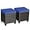 Mix Brown + Navy Blue, variant on PINDEE 2 Pieces Outdoor Patio Ottoman, All Weather Rattan Wicker Ottoman Seat, Patio Rattan Furniture, Outdoor Footstool Footrest Seat w/Removable Cushions, Mix Brown + Light Brown