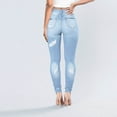 thumbnail image 4 of Puntoco Mujer Agujero Botón Cremallera Bolsillo Jeans Casual Denim Flares Pierna Ancha Pantalones Delgados Puntoco Puntoco-7157, 4 of 5