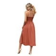 thumbnail image 3 of Biekopu Women Spaghetti Strap Sleeveless Dress Summer Solid Color Ruched A-line Cocktail Party Dress, 3 of 6