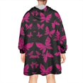 thumbnail image 2 of Black Pink Butterfly Pattern Wearable Oversized Blanket,Wearable Blanket Hoodie for Adults,Cozy Hooded Blankets with Super Pockets,Super Warm Fuzzy Pullover for Women & Men, 2 of 6