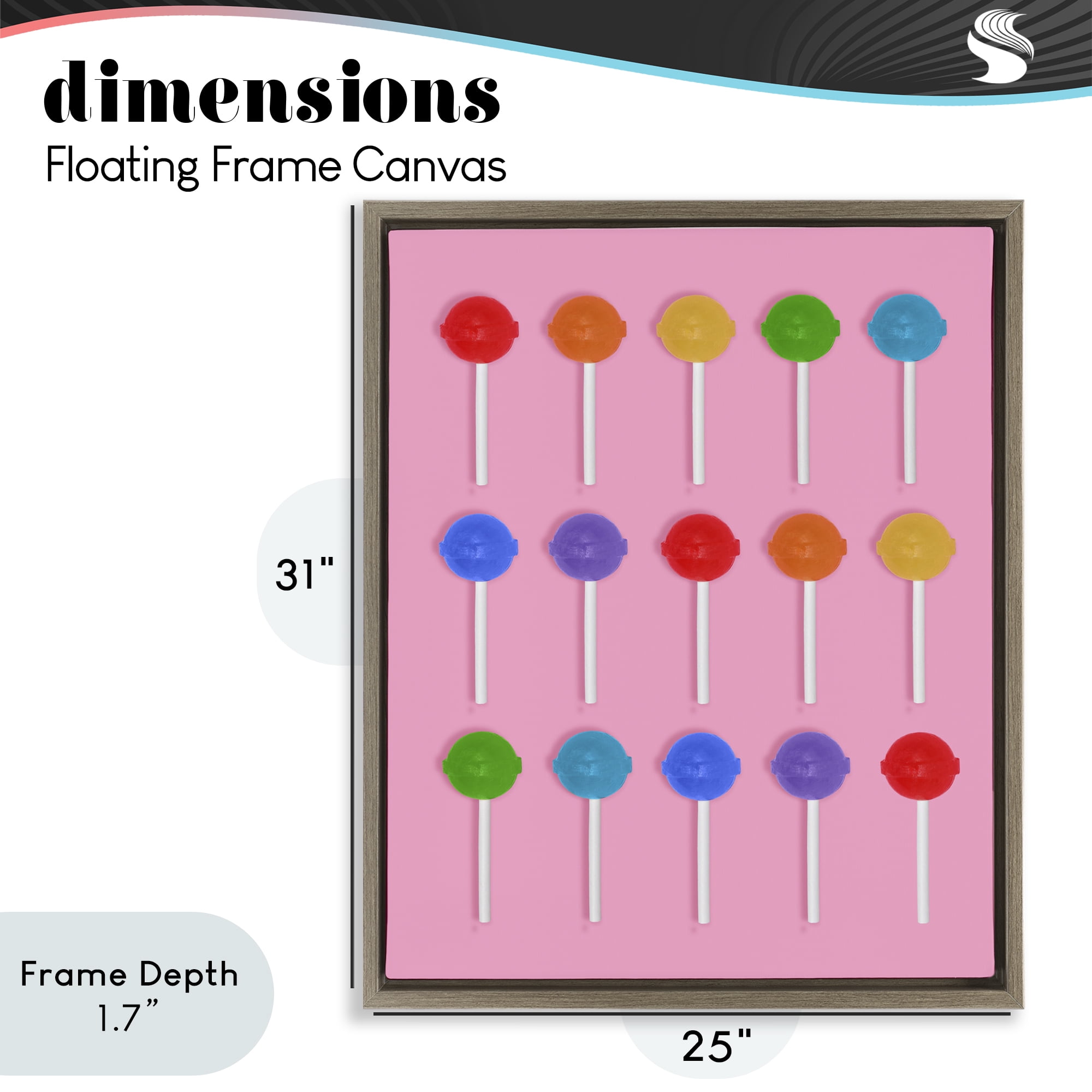 Stupell Industries Rainbow Lollipop Grid Brown Framed Floater Canvas Wall Art, design by LISH Creative