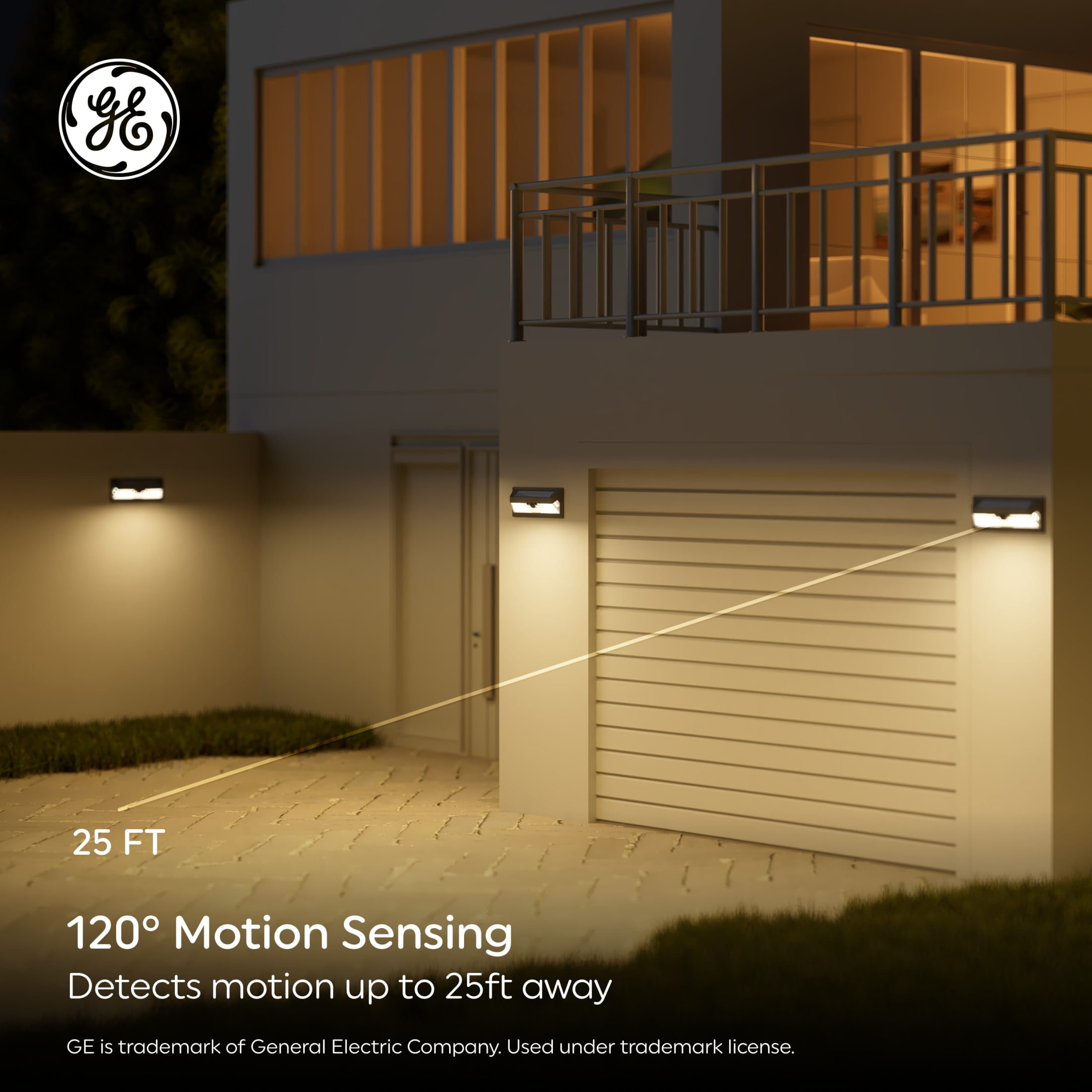 GE Outdoor Security LED Wall Light with Motion & Dusk to Dawn Sensor, Solar Light, 2400 Lumens