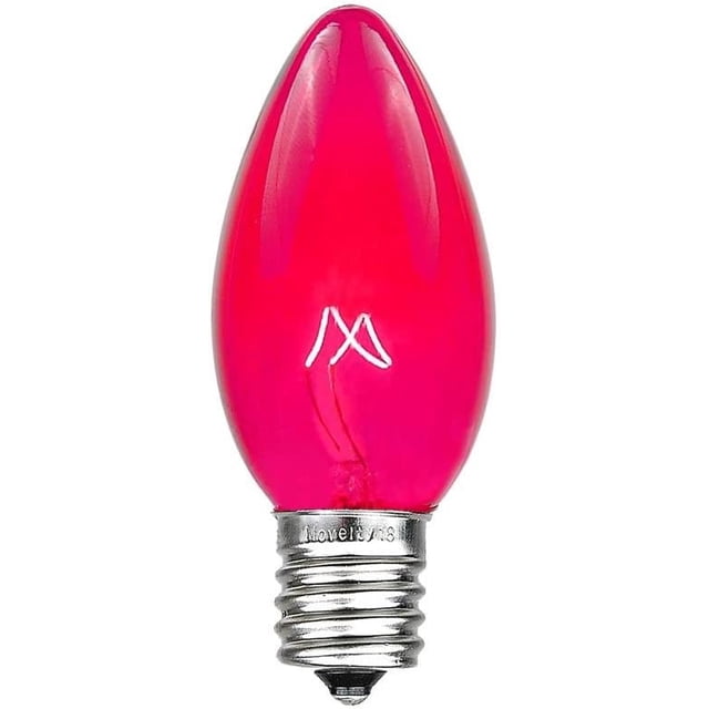 Novelty Lights 25 Pack C9 Outdoor String Light Christmas Replacement Bulbs, Pink, E17/C9 Base, 7 Watt