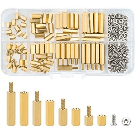 

120pcs M3 Copper Brass Pillars Standoff Circuit Spacer PCB Board Nut Screws Hex Round Single Cylinder Head with Box