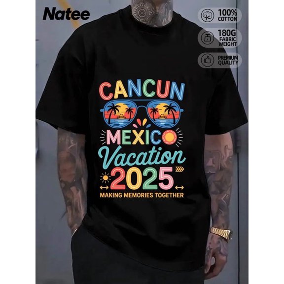 Greenink natee local warehouse 2025 Cancun Mexico Vacation T-shirt - Making Memories Together, women's T-Shirt,100% Cotton Fabric,Crew Neck,Short Sleeve,Regular Fit,All-Season Casual Wear,180gsm-Id