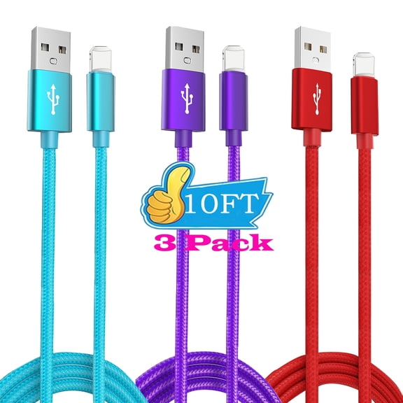 3Pack Compatible with iPhone Charger 10ft Cord Fast Charging AlmosTen Compatible with iPhone Charger Cable 14/13/12/11/10