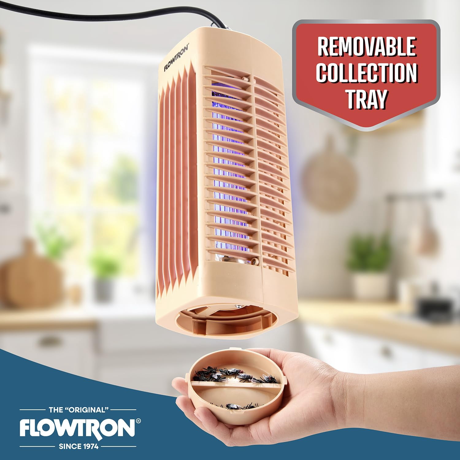 Flowtron Indoor Bug Zapper 1000V UV Light Mosquito & Fly Trap Plug-In for Home 215 Sq Ft - Beige
