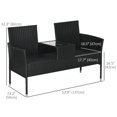 thumbnail image 2 of Outsunny Patio Furniture w/ Mid-Table PE Rattan Loveseat w/ Cushion, Black, 2 of 7