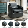 thumbnail image 3 of Bonzy Home Swivel Accent Chair Set of Two with Throw Pillow Mid Century Faux Leather Modern Armchair for Living Room and Bedroom, 3 of 8