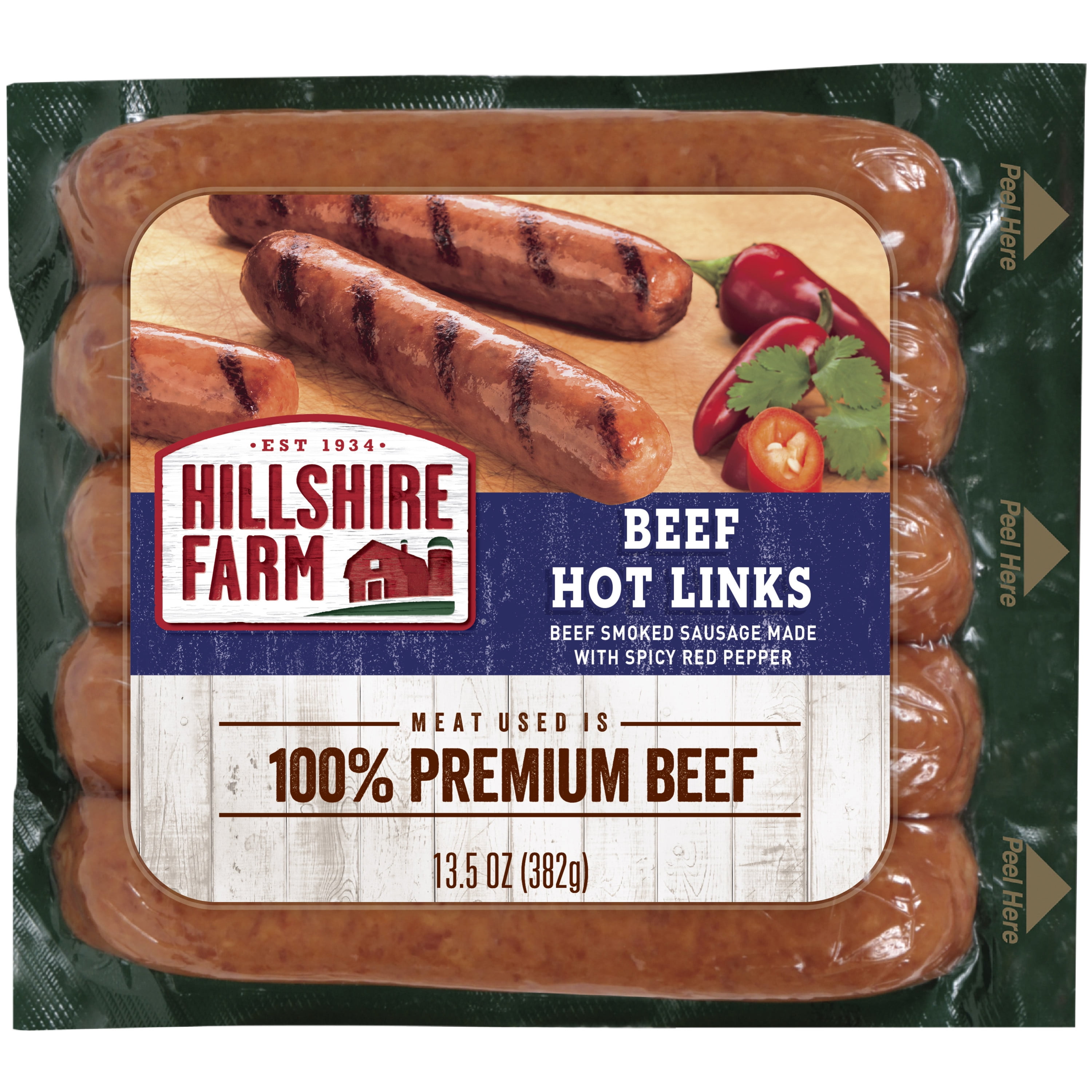 Hillshire Farm Hot Beef Smoked Sausage Links, 13.5 oz, 6 Count