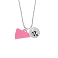 thumbnail image 2 of Delight Jewelry Acrylic 1.25" Hot Pink Megaphone Silvertone Script Initial Disc - N - Charm Necklace, 20"+3", 2 of 4