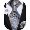 thumbnail image 2 of Paisley Tie Fashion Set Hanky Gemelos Corbatas para hombres Seda tejida, 2 of 4