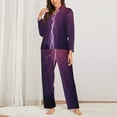 thumbnail image 3 of Bingfone Womens Pajama Sets Thunderstorm Violet Purple Print,Long Sleeve Loungewear Pajamas Set-Large, 3 of 9