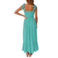 thumbnail image 3 of Txlixc - Vestido midi de verano para mujer, informal, con tirantes finos, sin mangas, de talle alto, fluido, línea A, largo Txlixc Estilo de ocio, 3 of 4