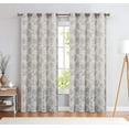 thumbnail image 2 of JINCHAN Linen Floral Printed Curtains Grommet Top Scroll Medallion Design Drapes Retro Window Curtain 2 Panels for Living Room Grey on Beige W50 x L63, 2 of 7