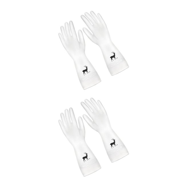 Ounissouiy Guantes de limpieza Cocina Látex Lavavajillas Estilo simple Resistente al desgaste Protector de manos transparente Baño Hotel Type2 NO2