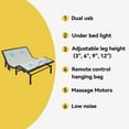 thumbnail image 3 of Queen Size Adjustable Bed, Zero Gravity Base for Stress Management w/Head and Foot Incline, Wireless Remote Control, Massage, Under-Bed Nightlight, and USB Ports, 3 of 10