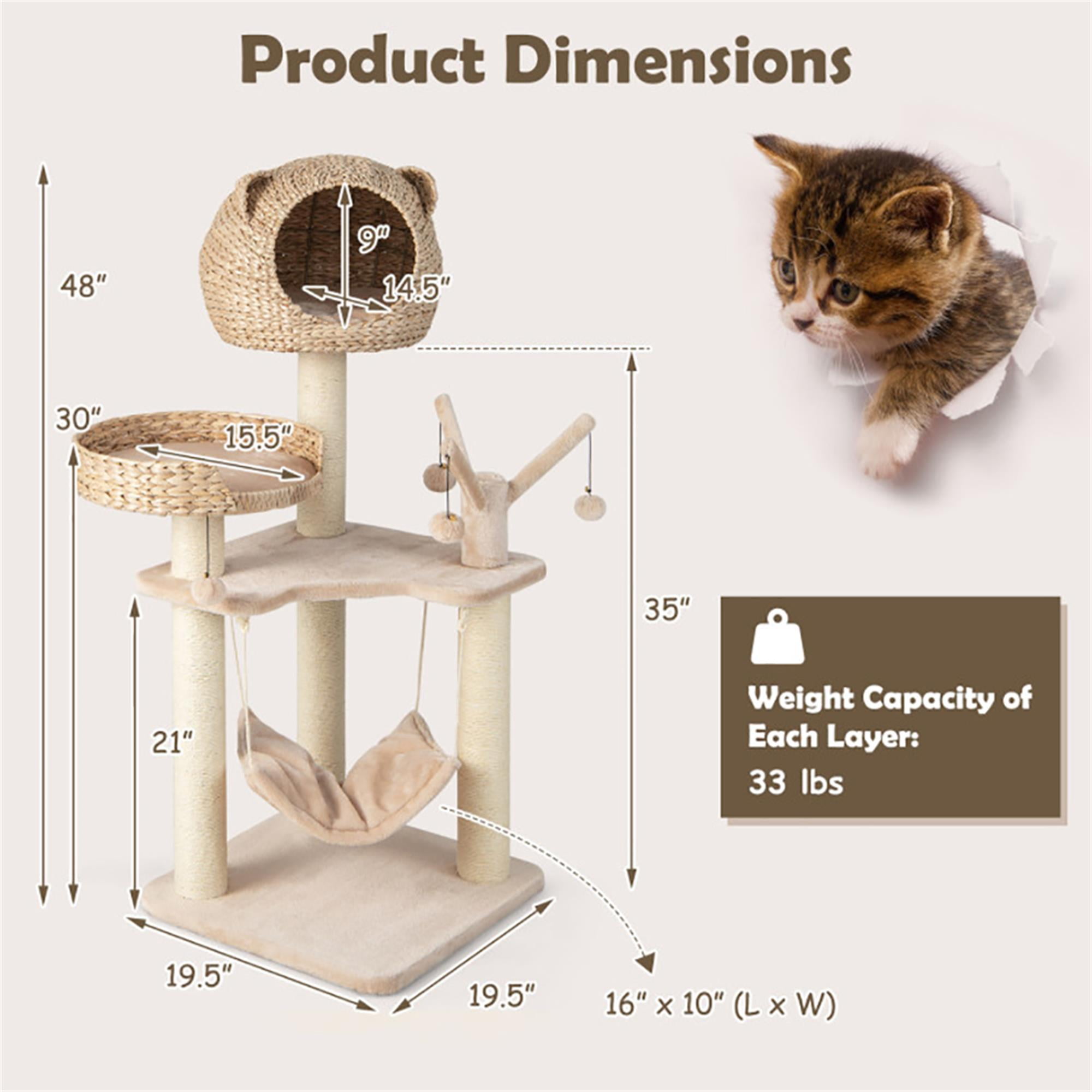 resenkos 48" Multi-level Cat Tree Tower with Hammock for Indoor Cats, Featuring with Cat Condo for Kittens and Cats, Beige