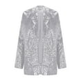 thumbnail image 4 of Hueook Blazer For Women Sequin Suit Jackets Single-Breasted Women Lapel Collar Sequin Open-Front Casual Party Elegant Blazer Jacket Top Silver 2X, 4 of 7