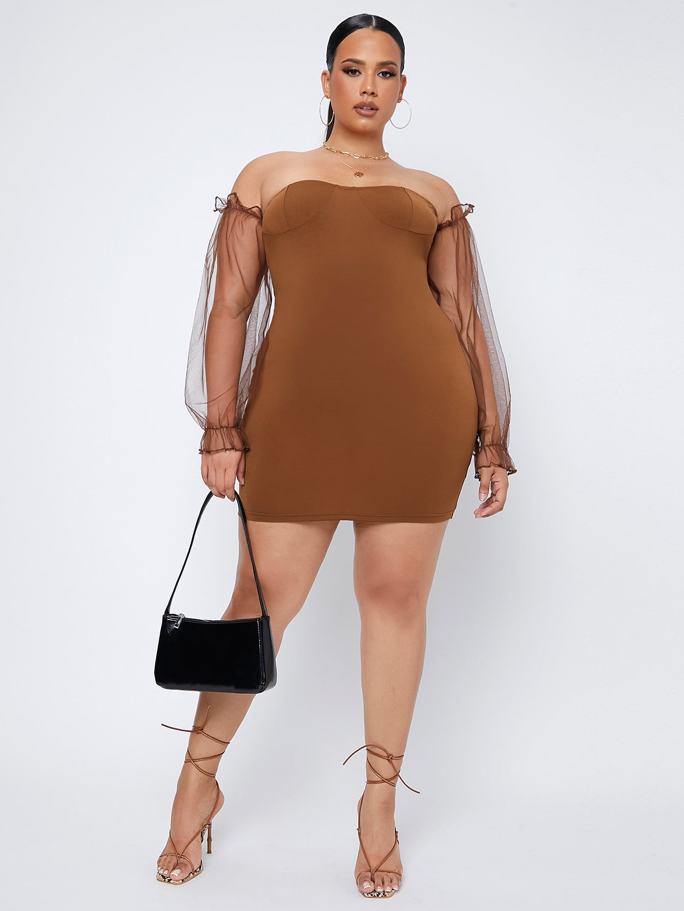 Women's SXY Plus Solid Mesh Sleeve 